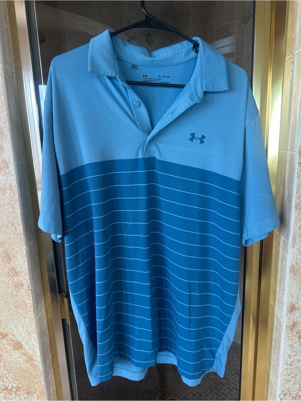 Under Armour Men’s Blue Two-Tone Striped Polo